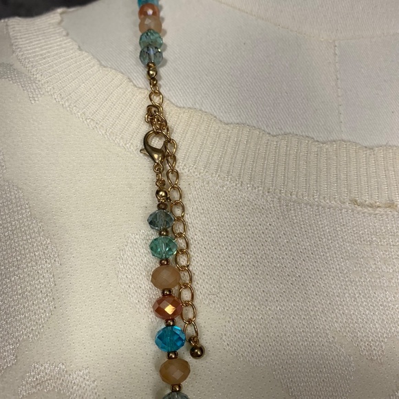 Beaded Necklace Long Multi-Color Glass Crystal with Faux Pearls 36” - Picture 2 of 4